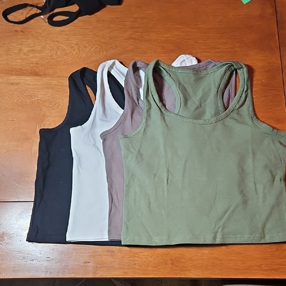 Girl's Racerback Tank Top Set - Black, White, Brown, Green